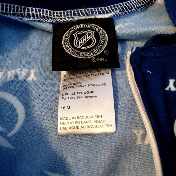 Tampa Bay Lightning Infant 18M Footed Pajamas NHL Licensed Flame Resistant Blue - Picture 5 of 11
